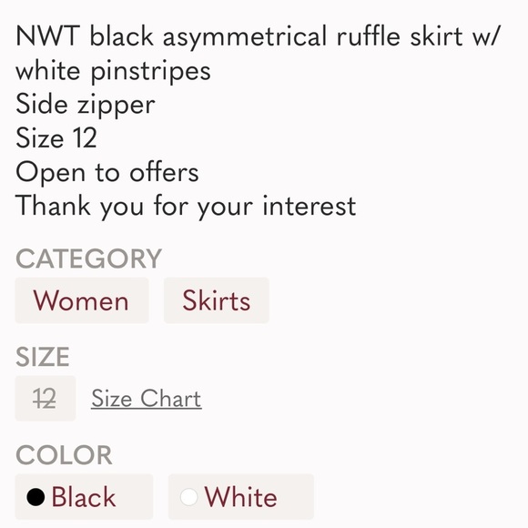 Bisou Bisou Asymmetrical Ruffle Skirt Size 12 NWT - Picture 9 of 9